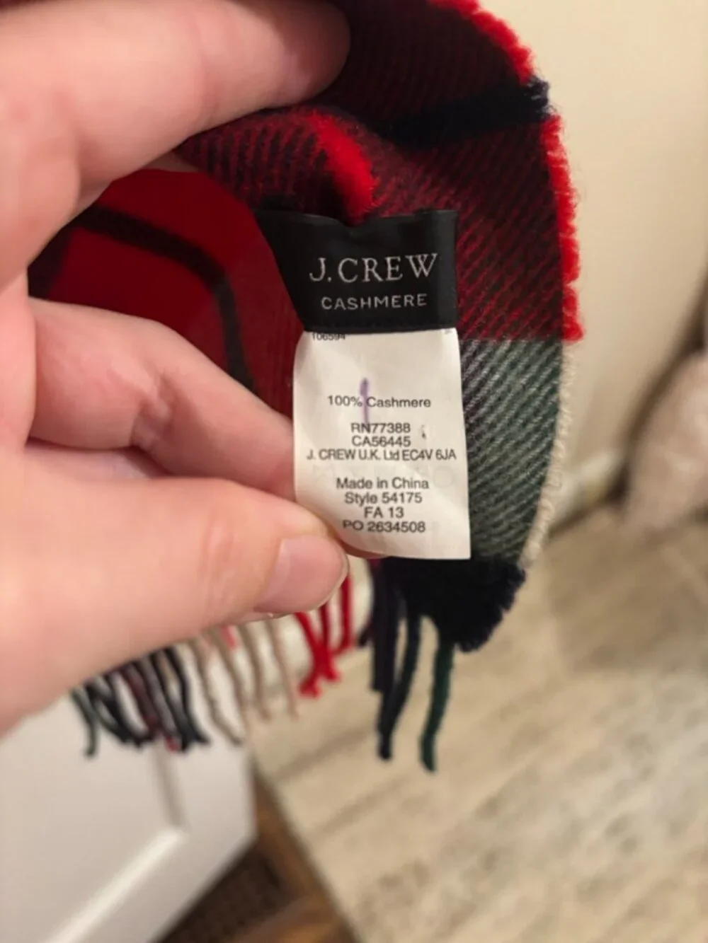 J.Crew Plaid Cashmere Scarf